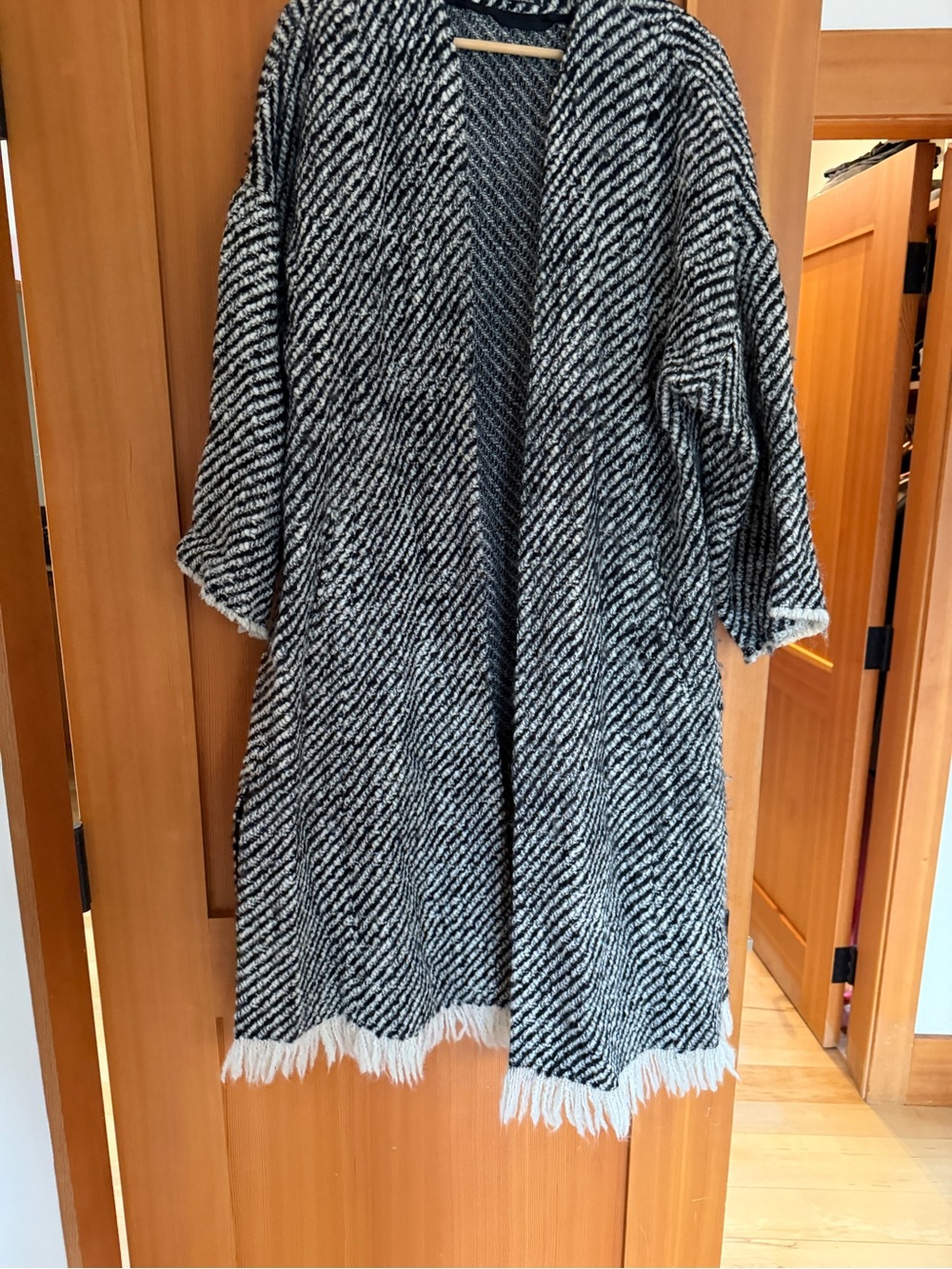 Isabel Marant Black and White Fringe Knit Cardigan